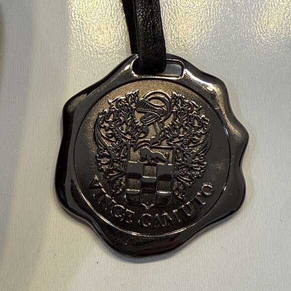 Vince Camuto Black Leather Shoulder Bag Purse with Flowers Leather+Jaquard - Picture 4 of 11